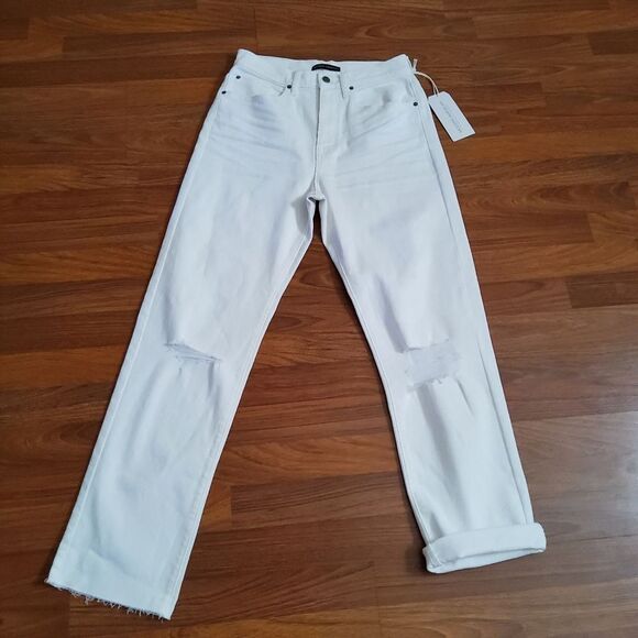 Modern American Jackson High Waist Relaxed Straight Leg White Denim Jeans Size 8